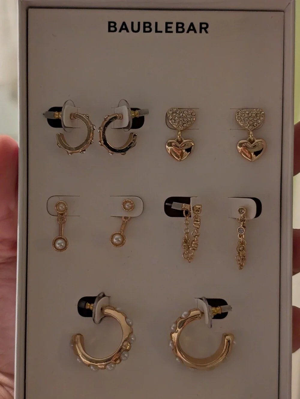 BaubleBar Gold Heart & Pearl 5Pair Earring Set (Gold)
